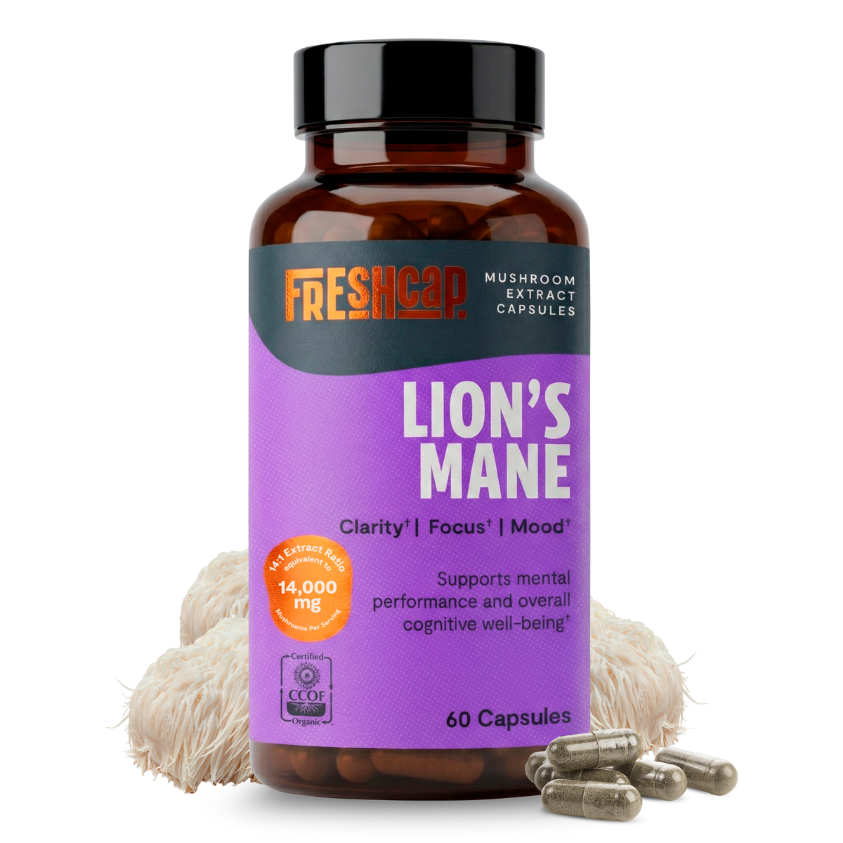 Organic Lion's Mane Capsules | Cognitive Support | FreshCap